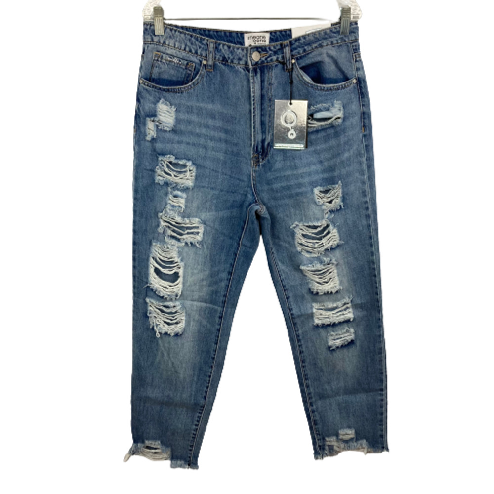 Insane Gene Jeans Womens Sz 11 29 High‎ Waist Medium Wash Girlfriend Ripped